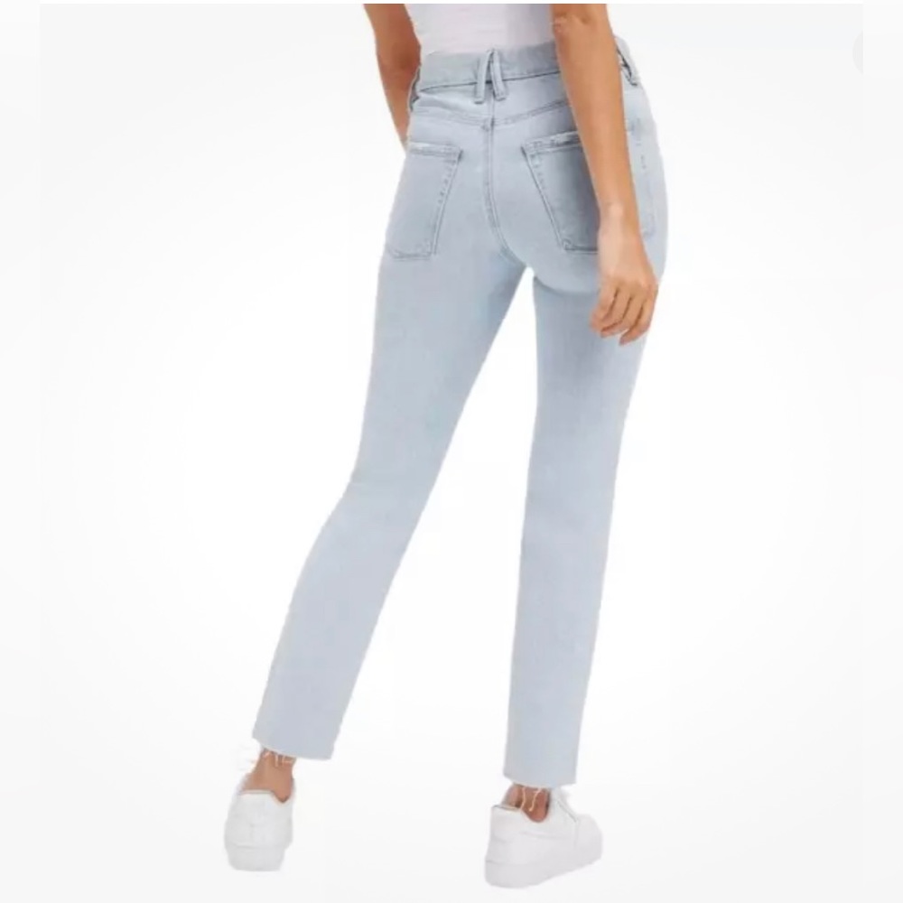 Good American Good Legs Cigarette Raw Hem Size 10 / 30 NWT Light Wash Indigo